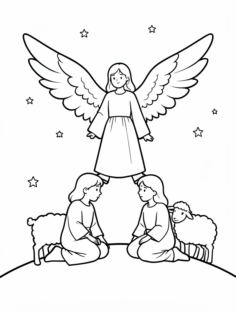 Angel & Shepherds coloring page