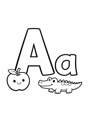 Letter A coloring page with tracing