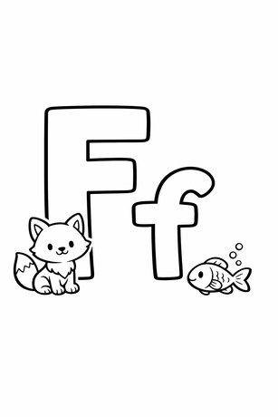 Letter F coloring page with tracing