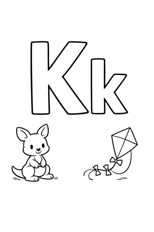 Letter K coloring page with tracing