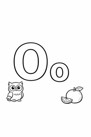 Letter O coloring page with tracing