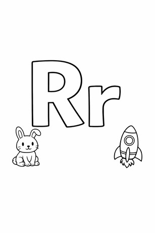 Letter R coloring page with tracing