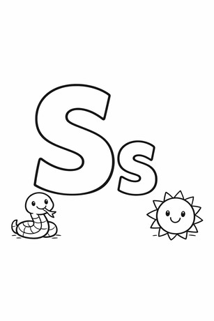 Letter S coloring page with tracing
