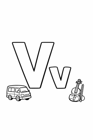 Letter V coloring page with tracing