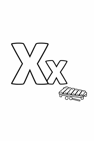 Letter X coloring page with tracing