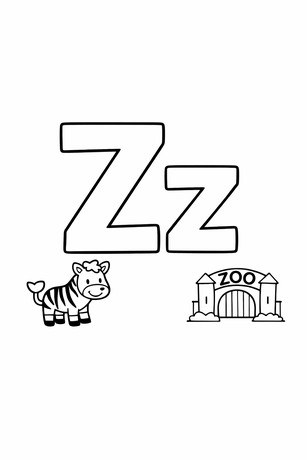 Letter Z coloring page with tracing