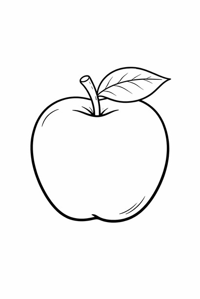 Apple with leaf coloring page
