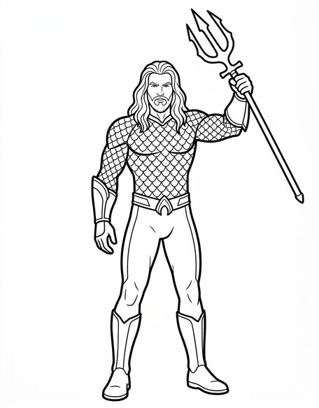 Aquaman with trident raised and scaled armor PDF preview