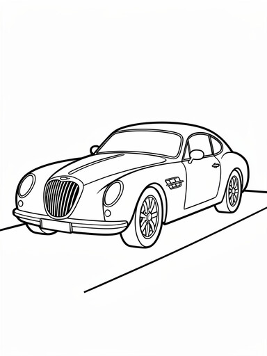 Aston Martin DB11 coloring page showing a British GT coupe with a long hood