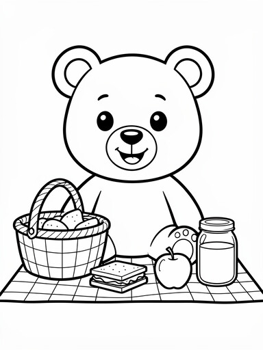 Teddy Bear Picnic on a Blanket coloring page