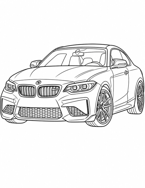 BMW M2 coloring page PDF preview