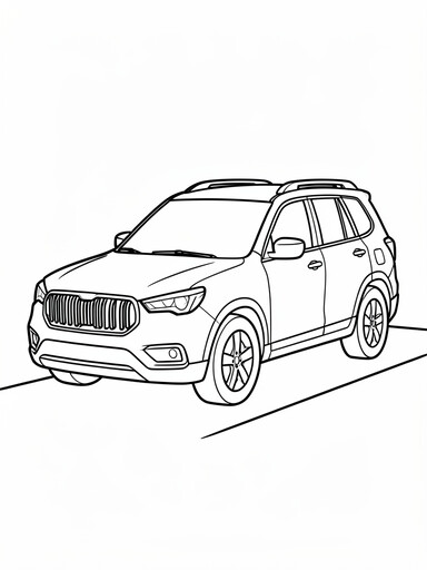 BMW X5 coloring page showing a mid-size luxury SUV with a twin-panel grille and roof rails