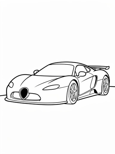 Bugatti Veyron coloring page showing a low wide hypercar with a horseshoe-shaped grille