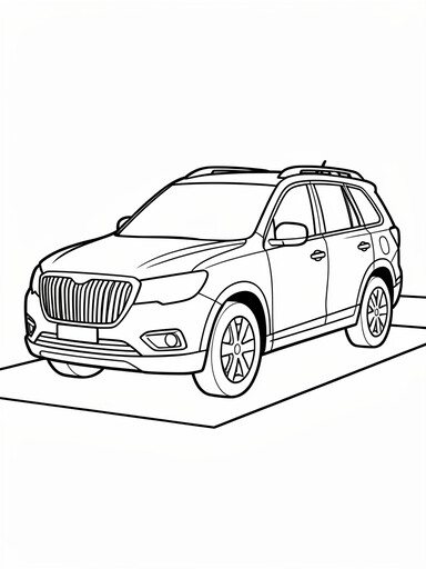 Buick Enclave coloring page showing a three-row crossover SUV with a tall waterfall grille