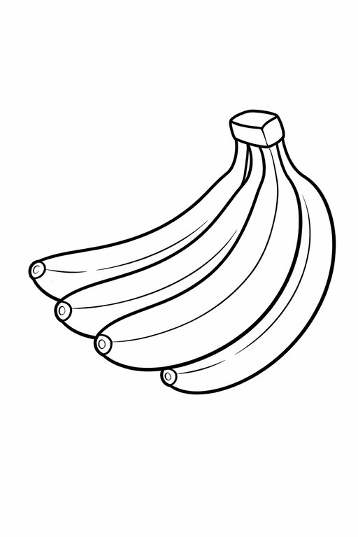 Banana coloring page showing a full bunch of bananas hanging together in a simple printable outline PDF preview