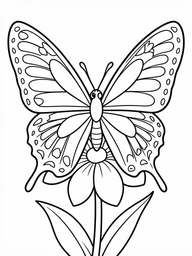 Butterfly on a Flower coloring page