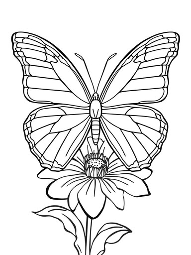 Butterfly Resting on a Bloom coloring page