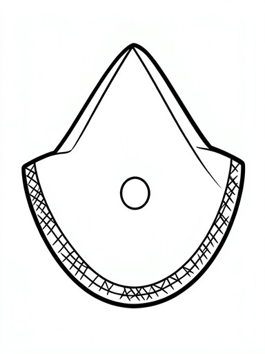 Cantaloupe coloring page showing a wedge slice with netted rind and a round seed cavity in the center