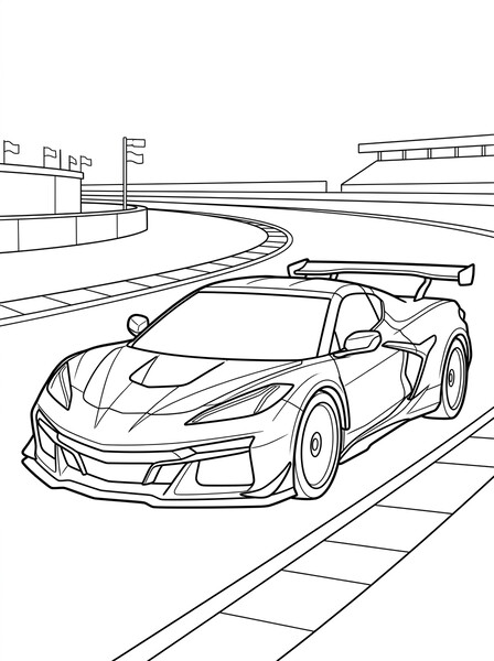 Corvette on the Race Track coloring page