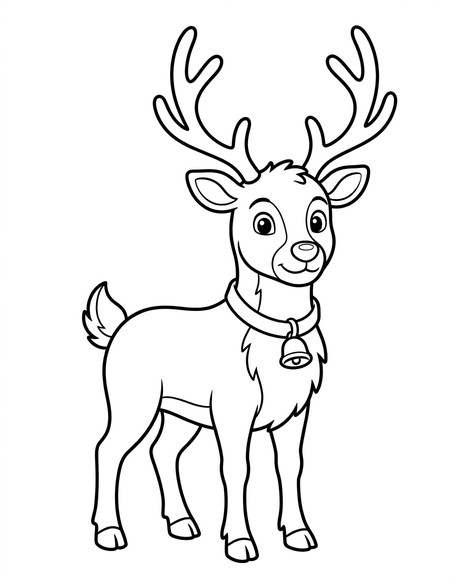 Christmas reindeer coloring page PDF preview