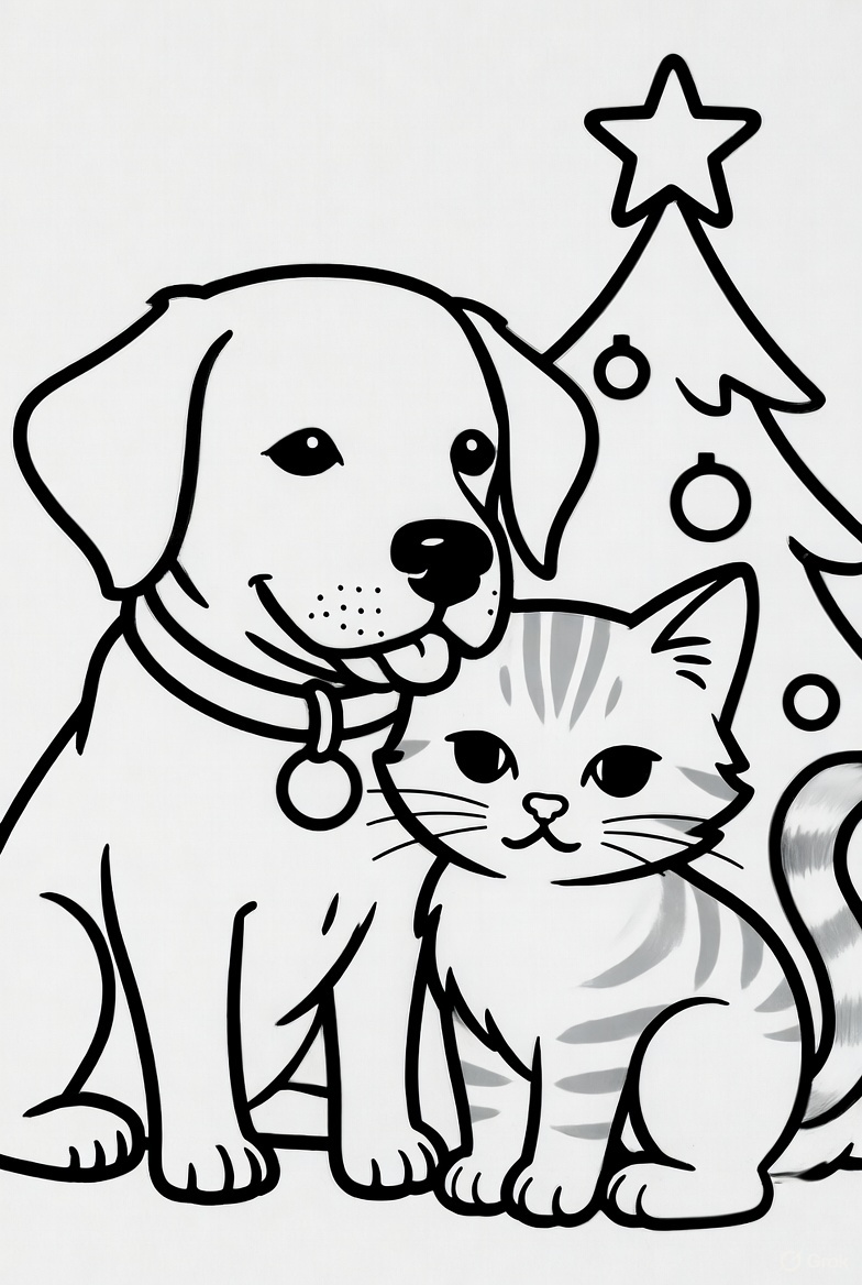 Christmas Santa by the fireplace coloring page