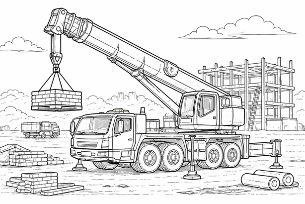 Construction crane coloring page