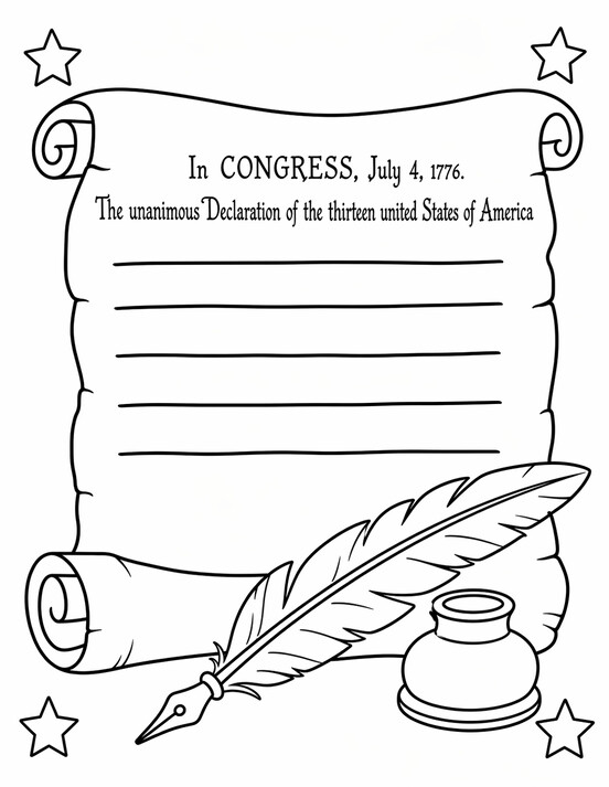 Declaration of Independence coloring page PDF preview