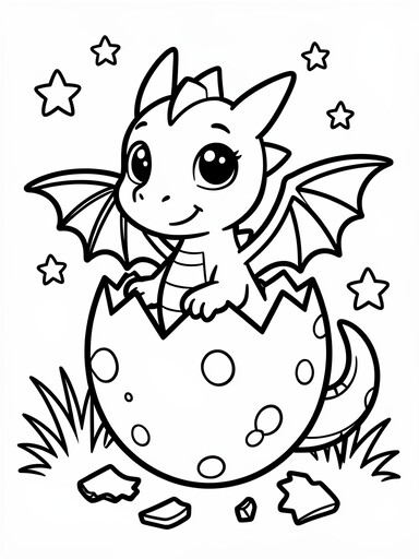Baby Dragon Hatching from an Egg coloring page