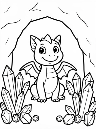 Dragon in a Crystal Cave coloring page