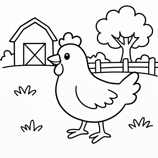 Farm chicken coloring page