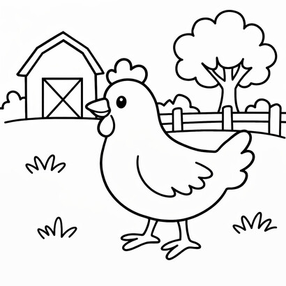 Chicken coloring sheet — free printable farm animal