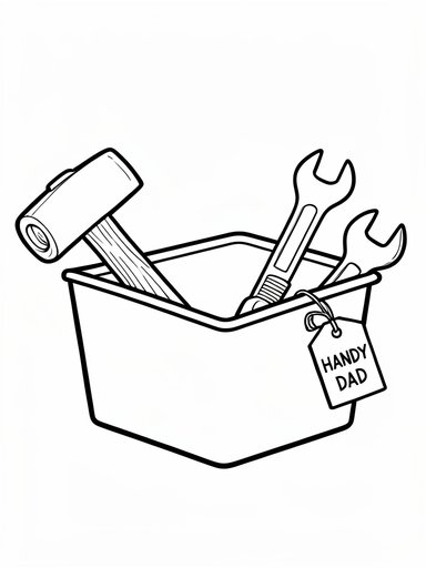 Handy Dad toolbox coloring page PDF preview