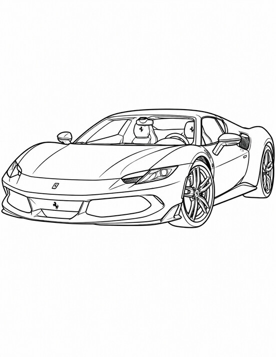 Ferrari 296 coloring page PDF preview