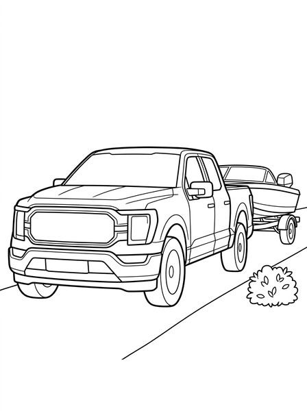 F-150 Towing a Boat coloring page