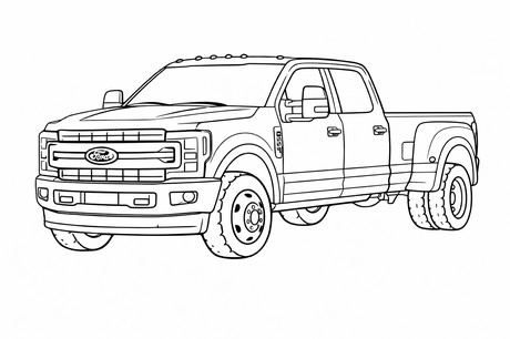 Ford F-350 Dually truck coloring page PDF preview