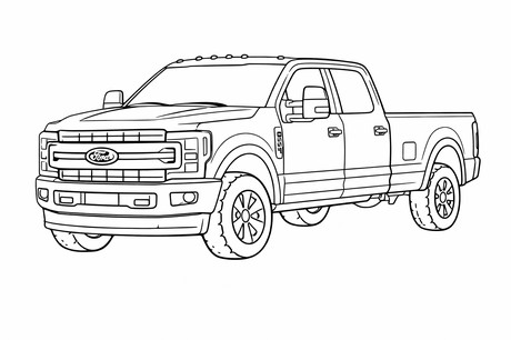 Ford F-350 truck coloring page PDF preview