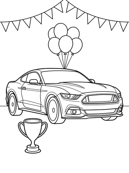 Mustang Car Show Trophy coloring page