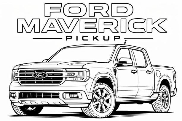 Ford Maverick compact hybrid pickup truck coloring sheet