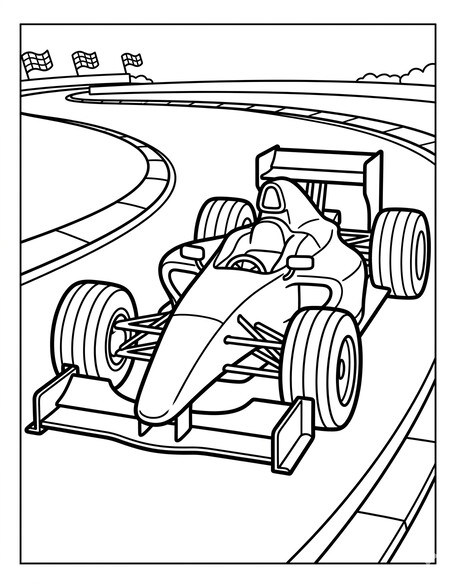 Formula 1 race car coloring page PDF preview