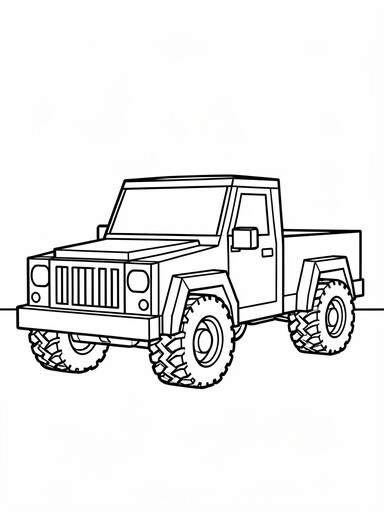 GMC Hummer EV coloring page showing a boxy electric pickup truck with tall off-road tires