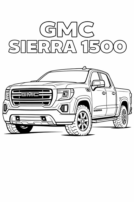 GMC Sierra 1500 Pickup Coloring Page PDF preview