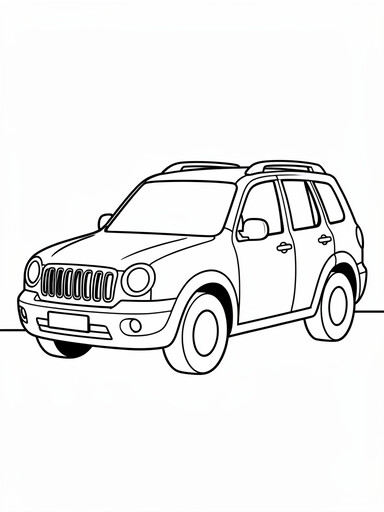 GMC Terrain coloring page showing a rounded compact crossover SUV with roof rails