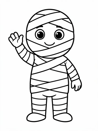 Halloween Cute Mummy coloring page PDF preview
