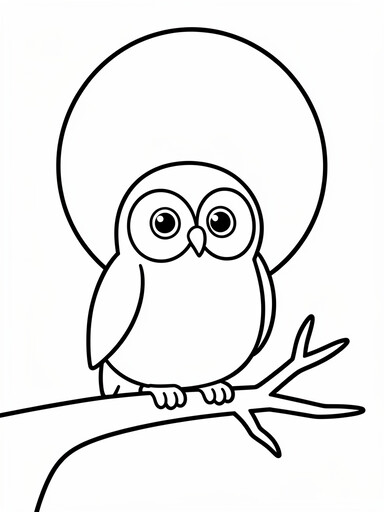 Halloween Owl Moon Branch coloring page PDF preview