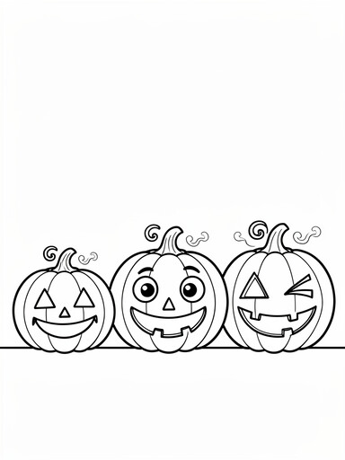 Halloween Glowing Pumpkin Trio coloring page PDF preview