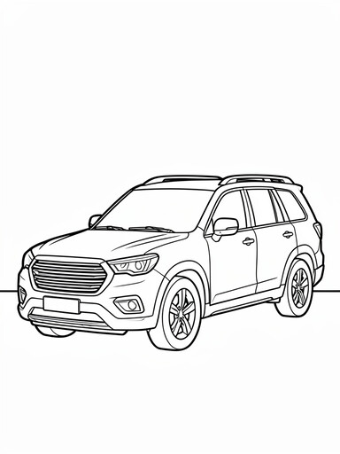 Honda Pilot coloring page showing a three-row SUV with roof rails and a bold horizontal grille