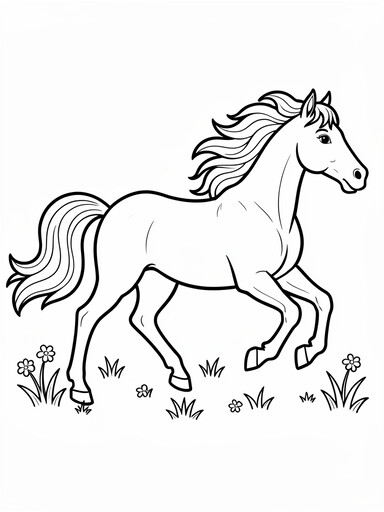 Galloping Horse with a Flowing Mane coloring page
