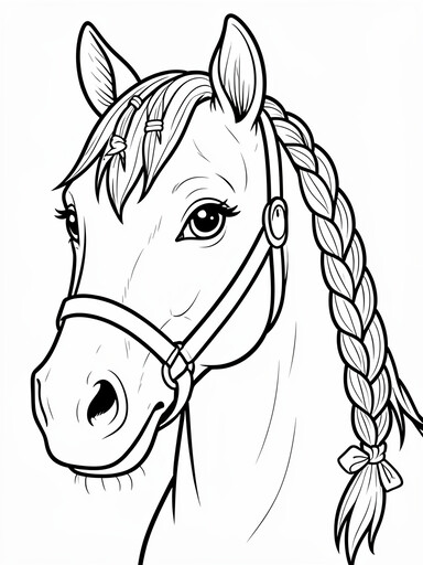 Horse Head with a Braided Mane coloring page