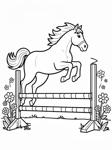 Horse Jumping over a Fence coloring page