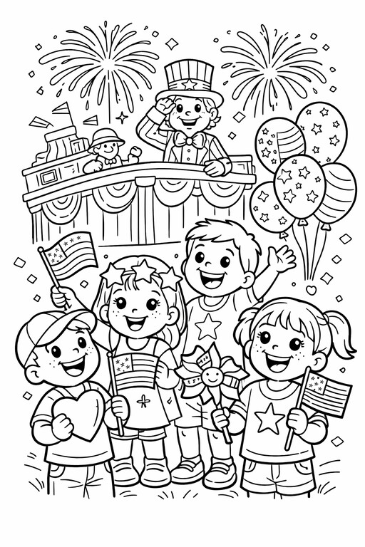 parade kids coloring page PDF preview